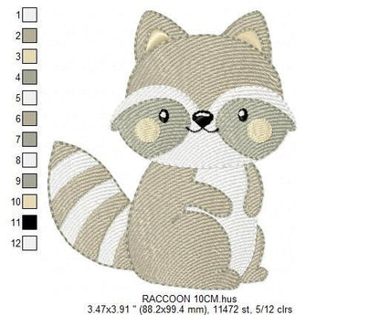Raccoon embroidery designs - Animal embroidery design machine embroidery pattern - woodland embroidery file - Raccoon design digital pes jef