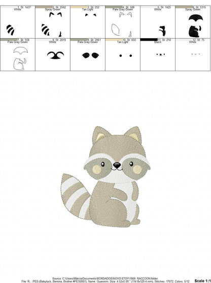 Raccoon embroidery designs - Animal embroidery design machine embroidery pattern - woodland embroidery file - Raccoon design digital pes jef