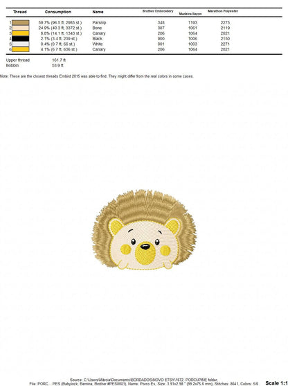 Hedgehog embroidery designs - Woodland Animal embroidery design machine embroidery pattern - Porcupine embroidery file  instant download - Marcia Embroidery
