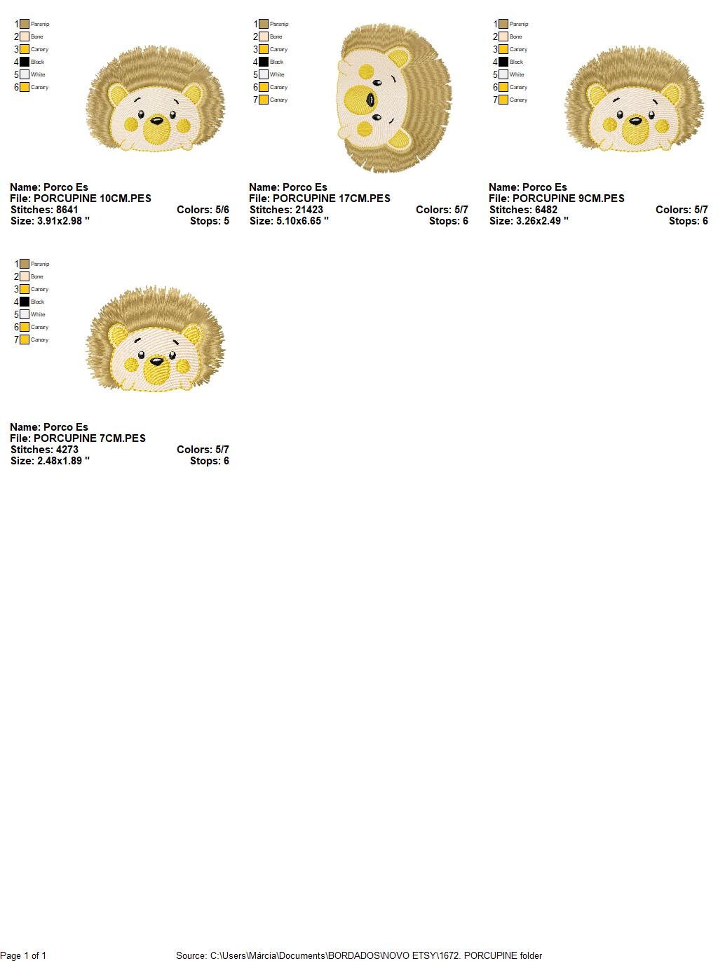 Hedgehog embroidery designs - Woodland Animal embroidery design machine embroidery pattern - Porcupine embroidery file  instant download - Marcia Embroidery