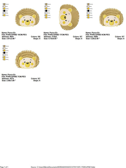 Hedgehog embroidery designs - Woodland Animal embroidery design machine embroidery pattern - Porcupine embroidery file  instant download - Marcia Embroidery