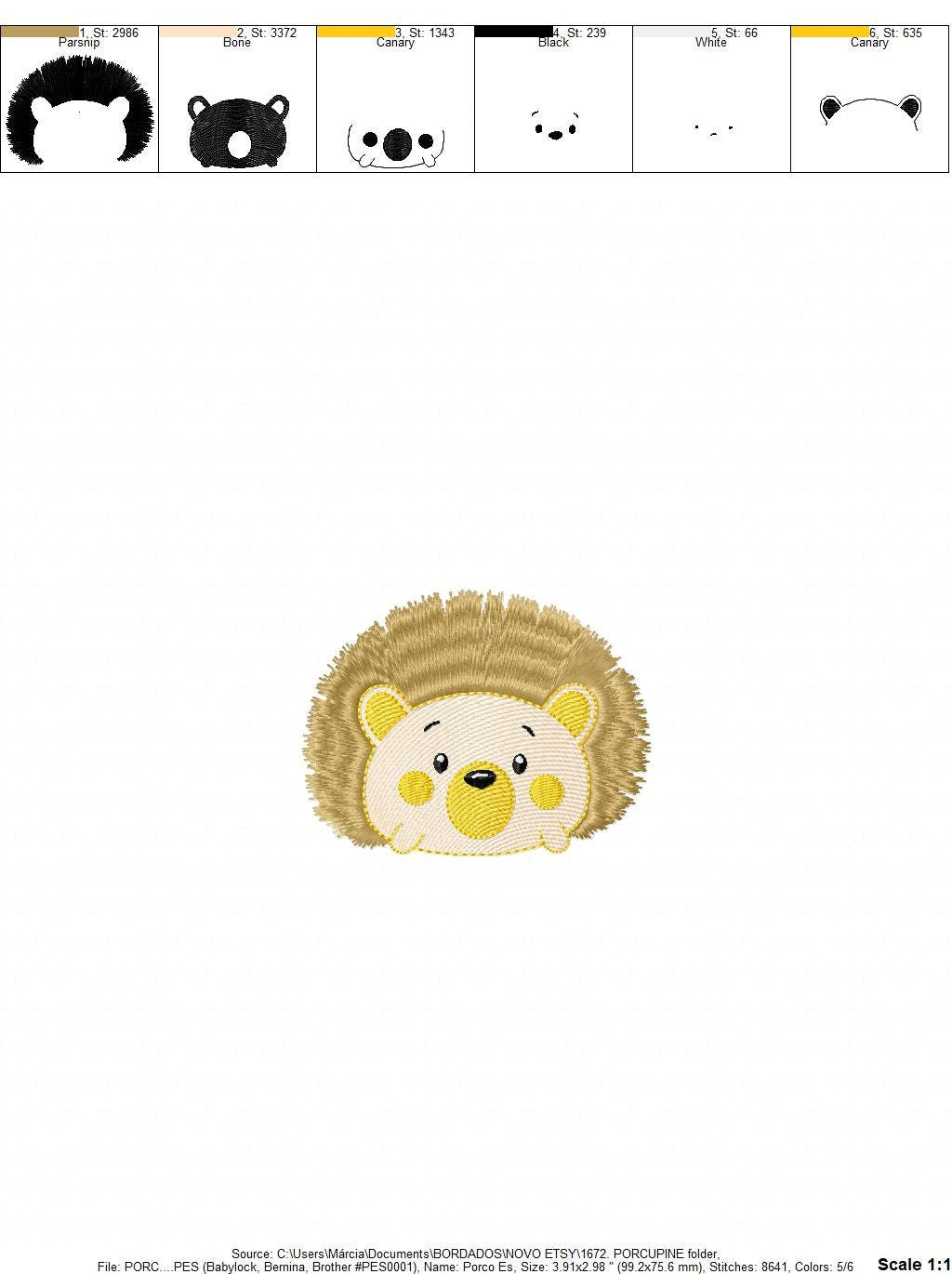 Hedgehog embroidery designs - Woodland Animal embroidery design machine embroidery pattern - Porcupine embroidery file  instant download - Marcia Embroidery
