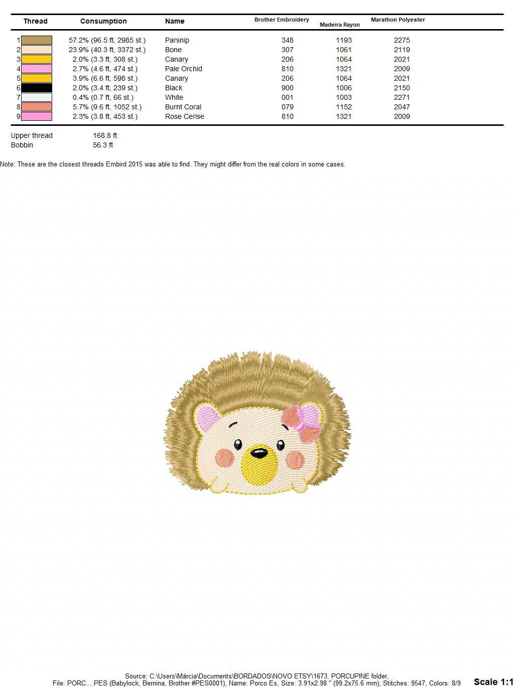 Hedgehog embroidery designs - Woodland Animal embroidery design machine embroidery pattern - Porcupine embroidery file  instant download