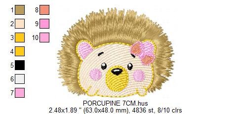 Hedgehog embroidery designs - Woodland Animal embroidery design machine embroidery pattern - Porcupine embroidery file  instant download