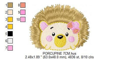 Hedgehog embroidery designs - Woodland Animal embroidery design machine embroidery pattern - Porcupine embroidery file  instant download
