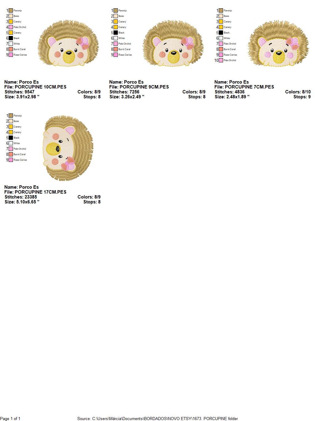 Hedgehog embroidery designs - Woodland Animal embroidery design machine embroidery pattern - Porcupine embroidery file  instant download