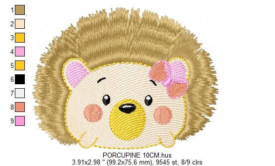 Hedgehog embroidery designs - Woodland Animal embroidery design machine embroidery pattern - Porcupine embroidery file  instant download