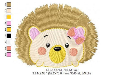 Hedgehog embroidery designs - Woodland Animal embroidery design machine embroidery pattern - Porcupine embroidery file  instant download