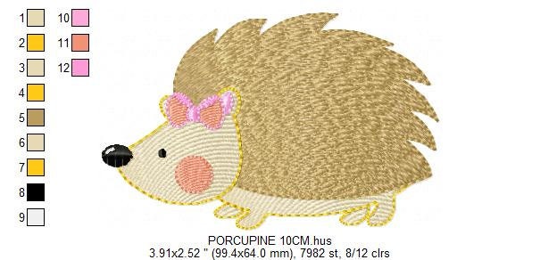 Female Hedgehog embroidery designs - Woodland Animal embroidery design machine embroidery pattern - Porcupine embroidery - instant download Marcia Embroidery