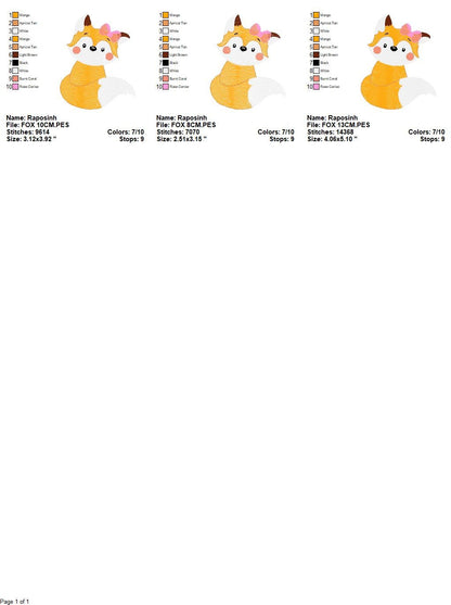 Female Red Fox embroidery designs - Woodland animal embroidery design machine embroidery pattern - Fox tail with lace - instant download