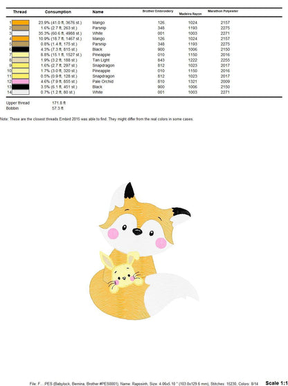 Fox embroidery designs - Red Fox embroidery design machine embroidery pattern - Animal embroidery file - Rabbit Bunny baby pes jef vp3 hus