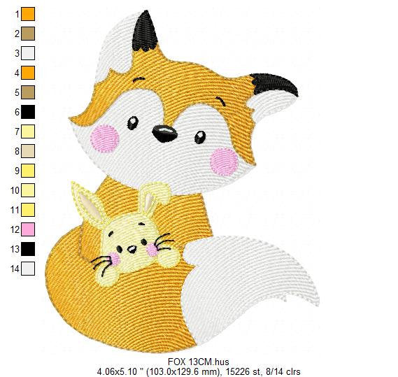 Fox embroidery designs - Red Fox embroidery design machine embroidery pattern - Animal embroidery file - Rabbit Bunny baby pes jef vp3 hus