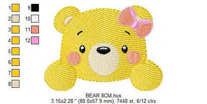 Peek a boo Bear embroidery designs - Teddy embroidery design machine embroidery pattern - Baby girl embroidery file - instant download jef Marcia Embroidery