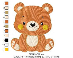 Bear embroidery designs - Teddy embroidery design machine embroidery pattern - Baby Boy embroidery file - instant download pes jef hus vp3