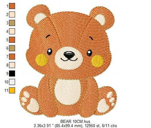 Bear embroidery designs - Teddy embroidery design machine embroidery pattern - Baby Boy embroidery file - instant download pes jef hus vp3