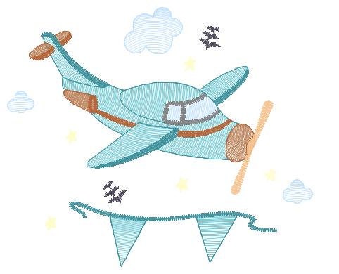Plane embroidery designs - Airplane embroidery design machine embroidery pattern - Sky Stars Flags Baby boy file -  instant download pes jef