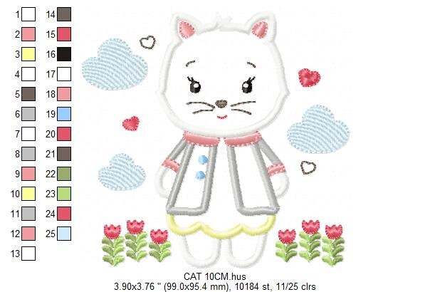 Cat embroidery design - Animal embroidery designs machine embroidery pattern - Kitty embroidery file - baby girl embroidery cat applique pes Marcia Embroidery
