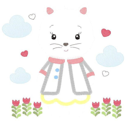 Cat embroidery design - Animal embroidery designs machine embroidery pattern - Kitty embroidery file - baby girl embroidery cat applique pes Marcia Embroidery