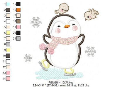 Penguin embroidery design - Animal embroidery designs machine embroidery pattern - Baby boy embroidery file - instant download Winter Cold Marcia Embroidery