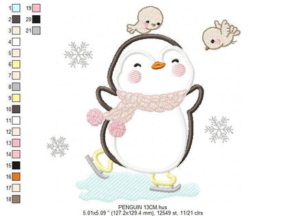 Penguin embroidery design - Animal embroidery designs machine embroidery pattern - Baby boy embroidery file - instant download Winter Cold Marcia Embroidery