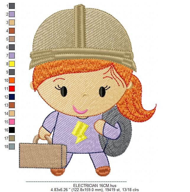 Electrician embroidery designs - Engineer embroidery design machine embroidery pattern - instant download - Profession embroidery file pes
