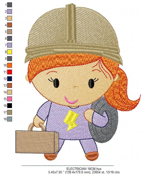 Electrician embroidery designs - Engineer embroidery design machine embroidery pattern - instant download - Profession embroidery file pes