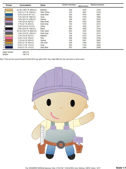 Engineer embroidery designs - Woodworker embroidery design machine embroidery pattern - instant download