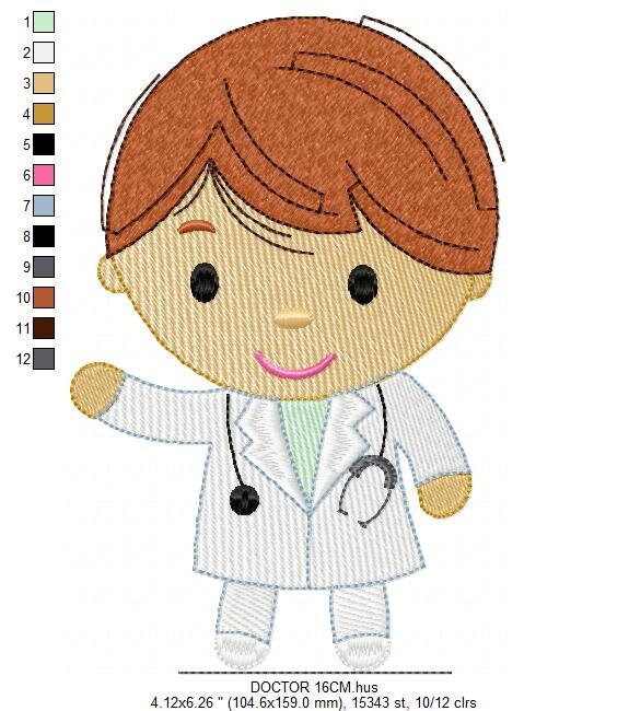 Male Doctor embroidery designs - Hospital Nurse machine embroidery pattern - Medical Health Doctor file - Instant digital download pes jef