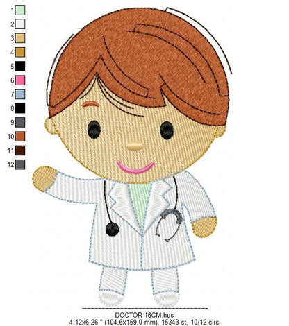 Male Doctor embroidery designs - Hospital Nurse machine embroidery pattern - Medical Health Doctor file - Instant digital download pes jef