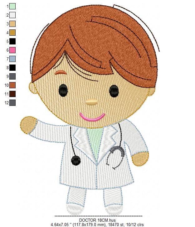 Male Doctor embroidery designs - Hospital Nurse machine embroidery pattern - Medical Health Doctor file - Instant digital download pes jef