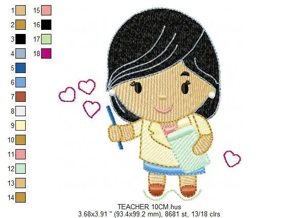 Teacher embroidery designs - Professor embroidery design machine embroidery pattern - instant download - Tutor embroidery file School class Marcia Embroidery