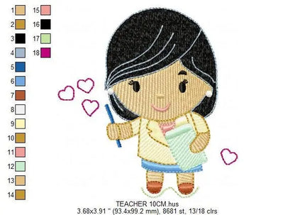 Teacher embroidery designs - Professor embroidery design machine embroidery pattern - instant download - Tutor embroidery file School class Marcia Embroidery