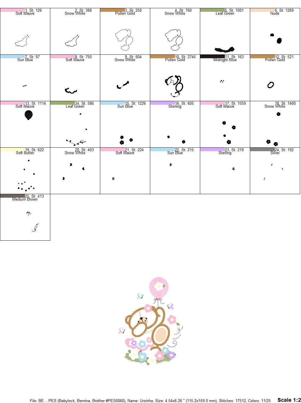 Birthday Bear embroidery designs - Bear embroidery design machine embroidery pattern - Bear applique design - baby girl embroidery pes jef Marcia Embroidery