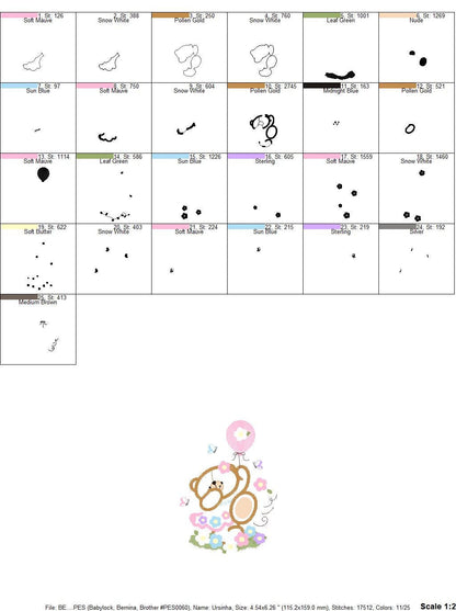 Birthday Bear embroidery designs - Bear embroidery design machine embroidery pattern - Bear applique design - baby girl embroidery pes jef Marcia Embroidery