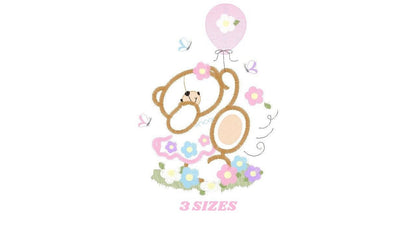 Birthday Bear embroidery designs - Bear embroidery design machine embroidery pattern - Bear applique design - baby girl embroidery pes jef Marcia Embroidery