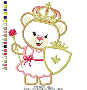 Bear embroidery designs - Queen embroidery design machine embroidery pattern - Princess embroidery file - digital download bear crown