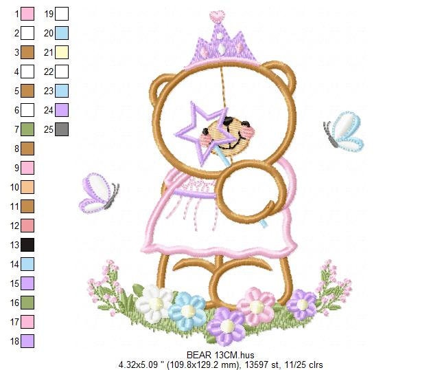 Bear embroidery designs - Queen embroidery design machine embroidery pattern - Princess embroidery file - digital download bear crown pes - Marcia Embroidery