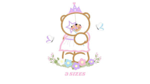 Bear embroidery designs - Queen embroidery design machine embroidery pattern - Princess embroidery file - digital download bear crown pes