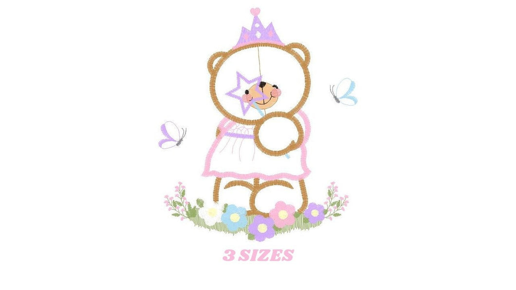 Bear embroidery designs - Queen embroidery design machine embroidery pattern - Princess embroidery file - digital download bear crown pes