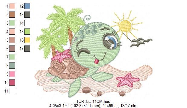 Turtle embroidery design - Ocean animal embroidery designs machine embroidery pattern - Baby boy embroidery - Beach embroidery download