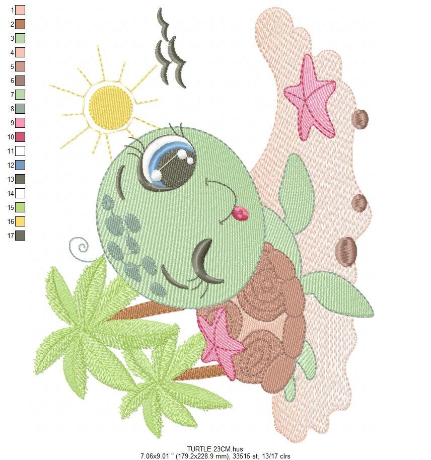 Turtle embroidery design - Ocean animal embroidery designs machine embroidery pattern - Baby boy embroidery - Beach embroidery download