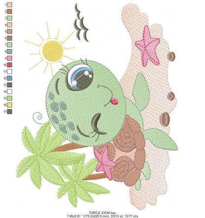 Turtle embroidery design - Ocean animal embroidery designs machine embroidery pattern - Baby boy embroidery - Beach embroidery download
