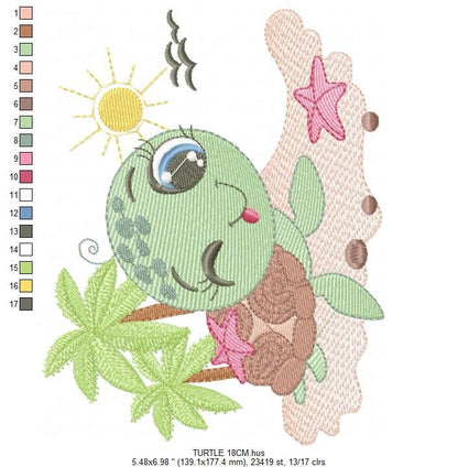 Turtle embroidery design - Ocean animal embroidery designs machine embroidery pattern - Baby boy embroidery - Beach embroidery download