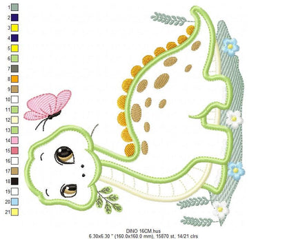 Dinosaur embroidery designs - Dino embroidery design machine embroidery pattern - baby boy embroidery file - Dinosaur Applique Brontossaurus