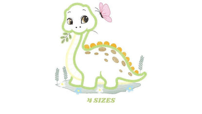 Dinosaur embroidery designs - Dino embroidery design machine embroidery pattern - baby boy embroidery file - Dinosaur Applique Brontossaurus