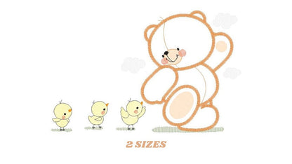 Teddy Bear embroidery designs - Baby girl embroidery design machine embroidery pattern - Bear with bird embroidery file - instant download - Marcia Embroidery