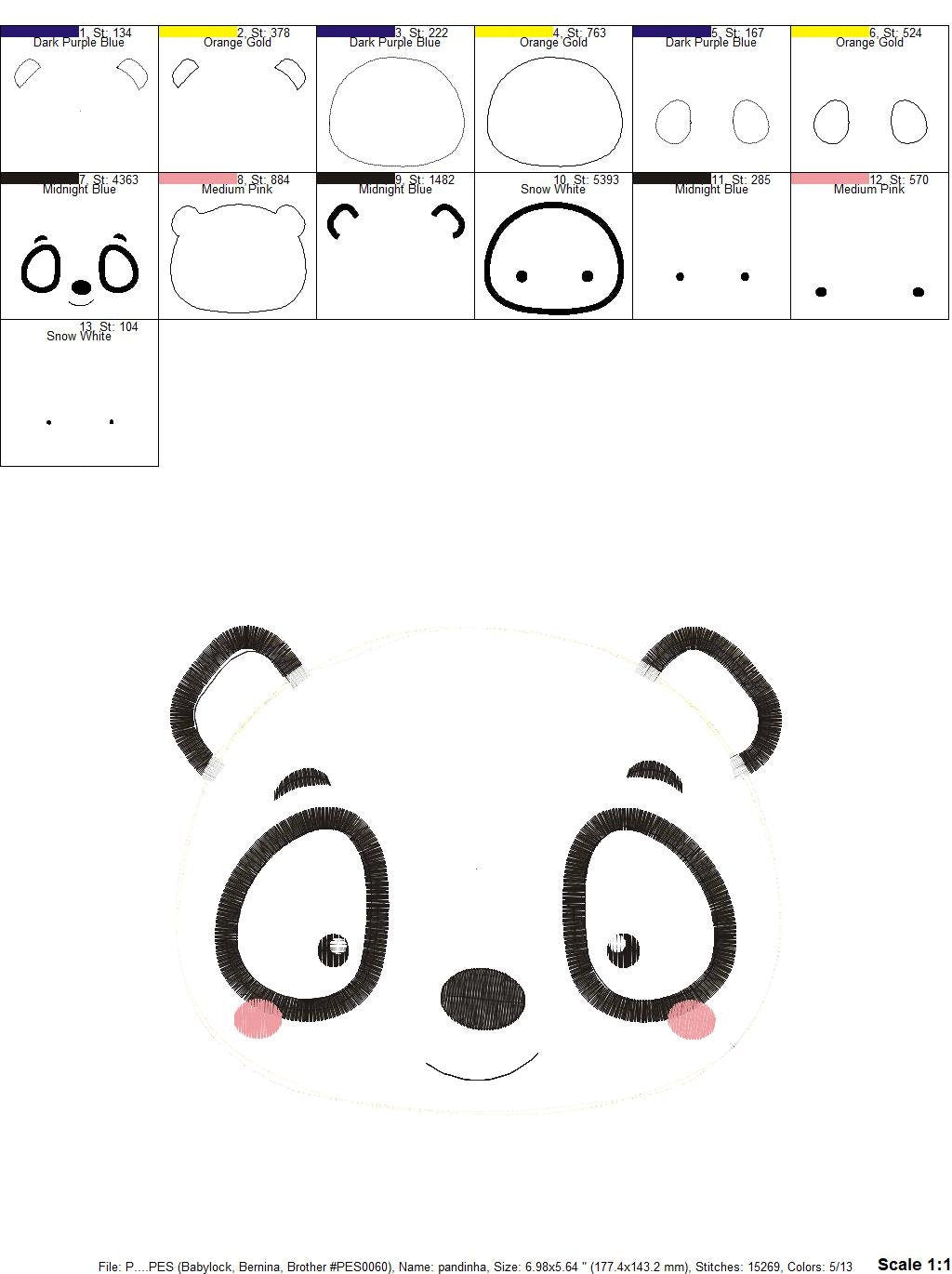 Panda embroidery design - Animal embroidery designs machine embroidery pattern - Baby boy embroidery file - Face Panda applique design