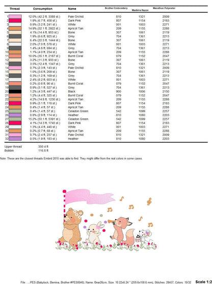 Animals embroidery designs - Bear embroidery design machine embroidery pattern - rabbit embroidery file - Fox embroidery rippled design