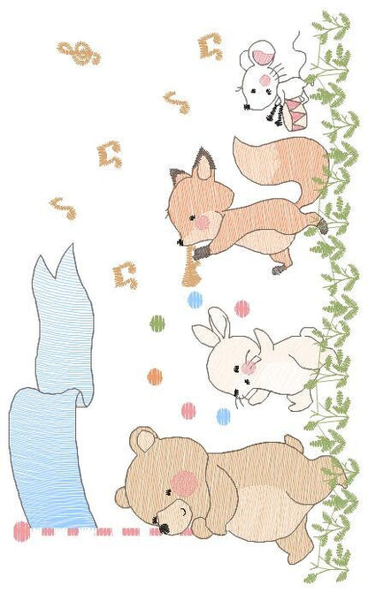 Animals embroidery designs - Bear embroidery design machine embroidery pattern - rabbit embroidery file - Fox embroidery rippled design