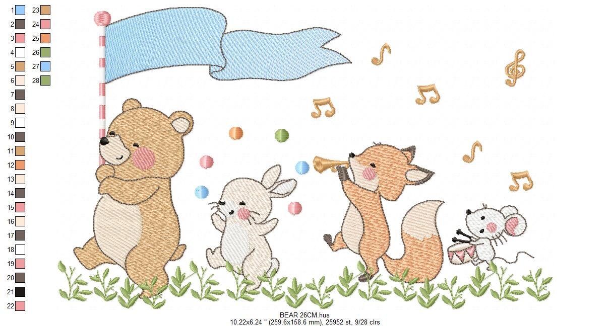 Animals embroidery designs - Bear embroidery design machine embroidery pattern - rabbit embroidery file - Fox embroidery rippled design